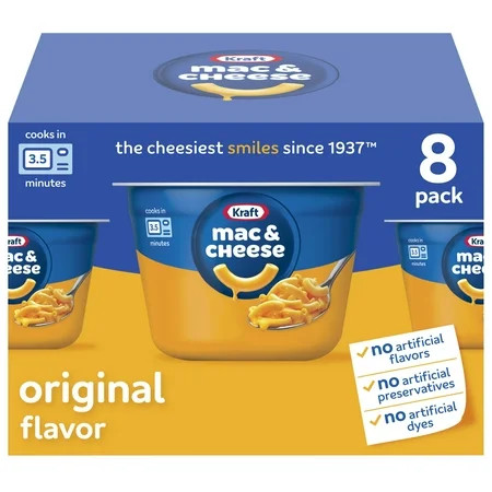 Kraft Mac and Cheese, 8 Cups, for Easy Dinner or Dinner Sides, Original Flavor, No Artificial Flavors, Preservatives or Dyes, 2.05 oz | Walmart (US)