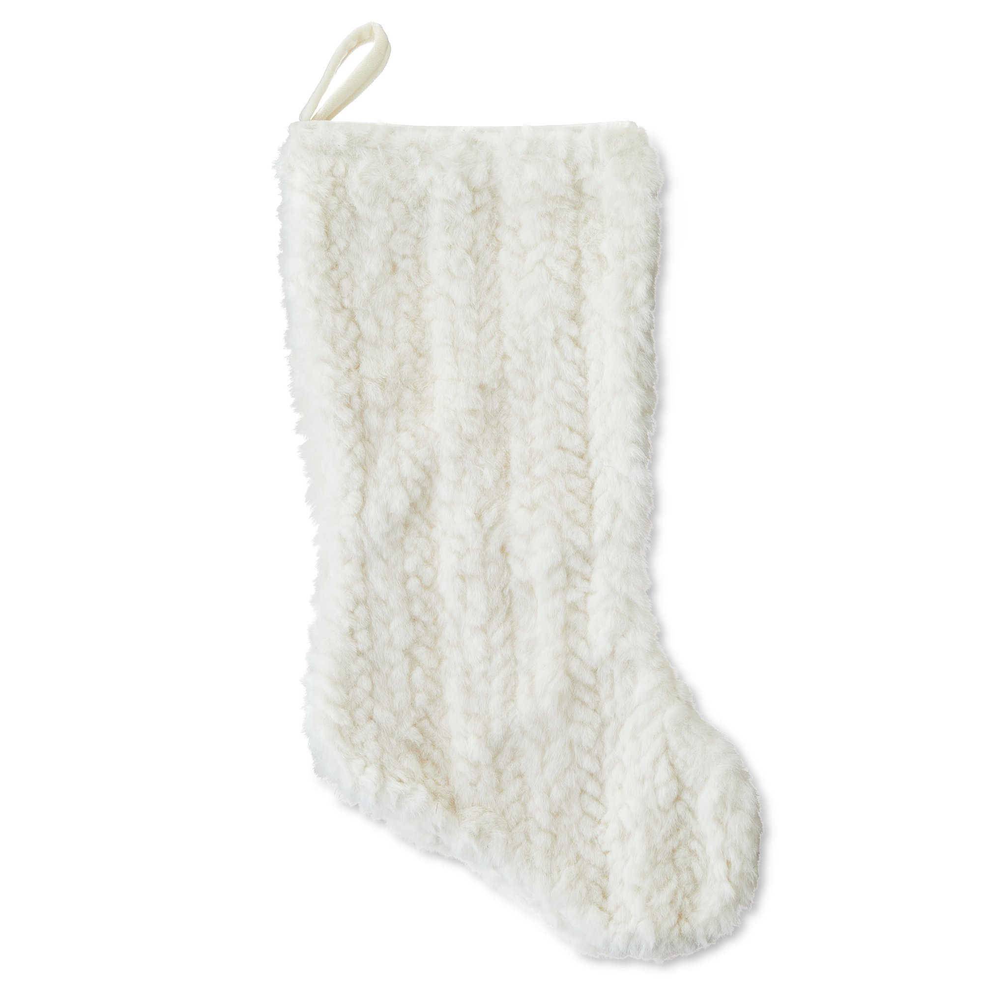 White Fur Christmas Stocking, 20 inch, .13 Pounds, by My Texas House | Walmart (US)