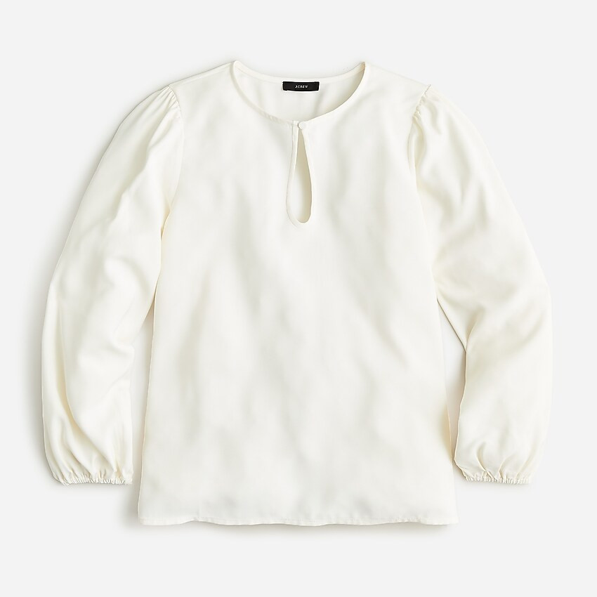 Puff-sleeve satin-back crepe top | J. Crew US