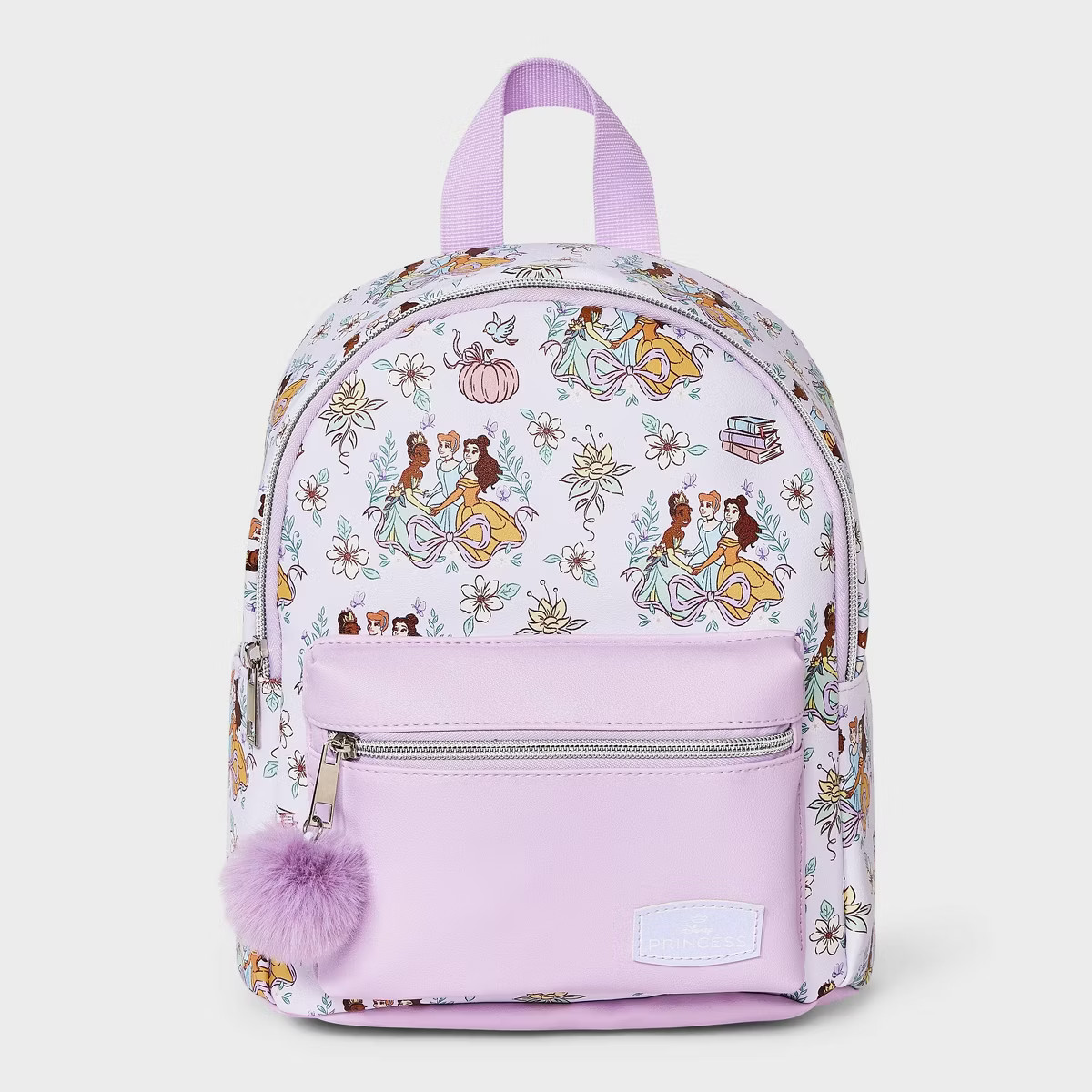 Girls' Disney Princesses Mini Backpack with Pom - Light Purple | Target