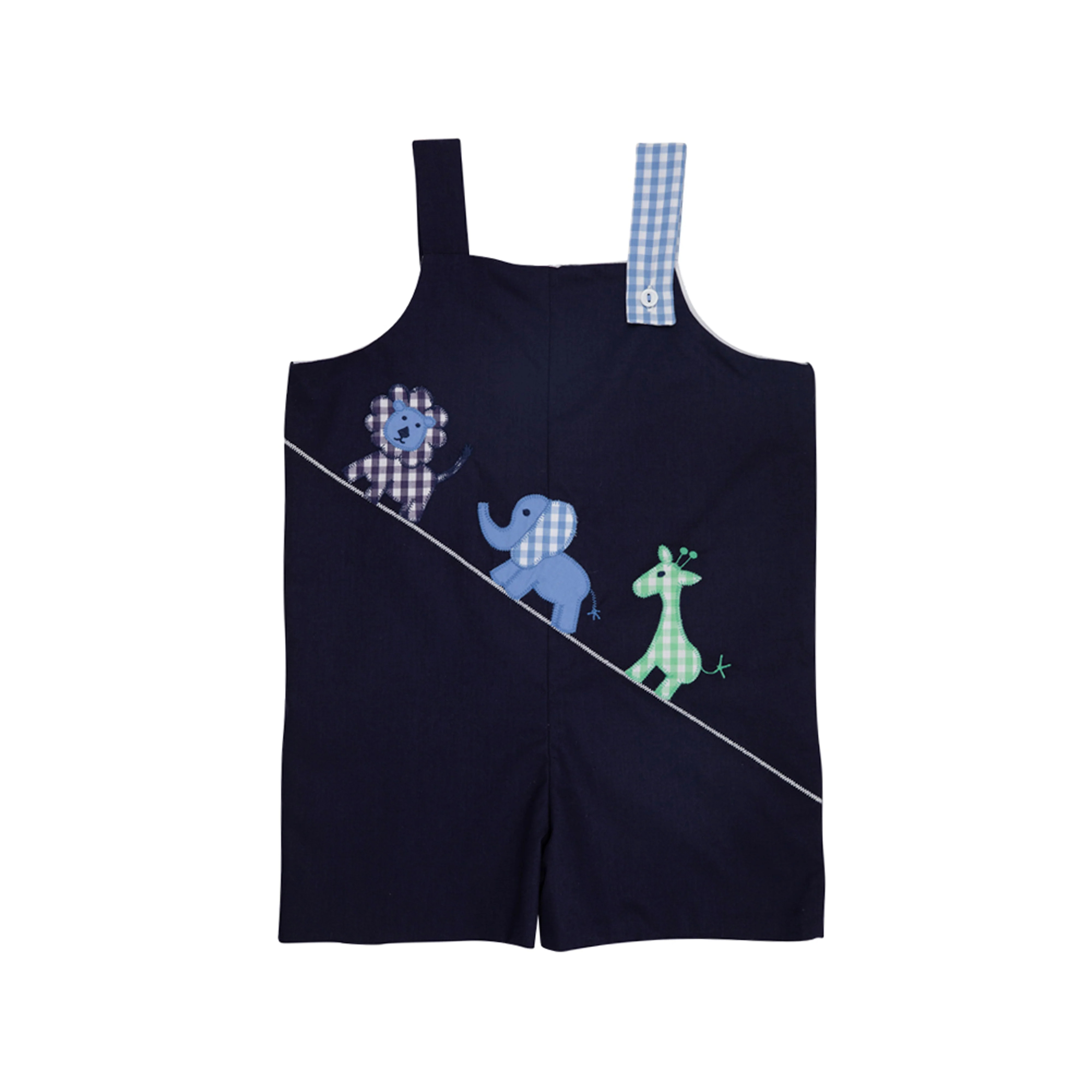 Teddy's Tab Jon Jon - Nantucket Navy with Park City Periwinkle Gingham & Animal Appliques | The Beaufort Bonnet Company