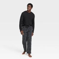 Men's Plaid Microfleece Pajama Set - Goodfellow & Co™ Black | Target