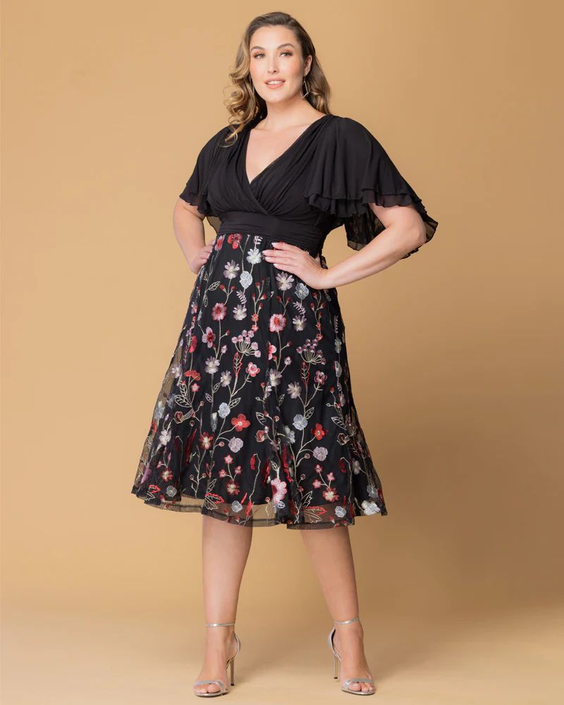 Lillian Embroidered Cocktail Dress | Kiyonna Clothing