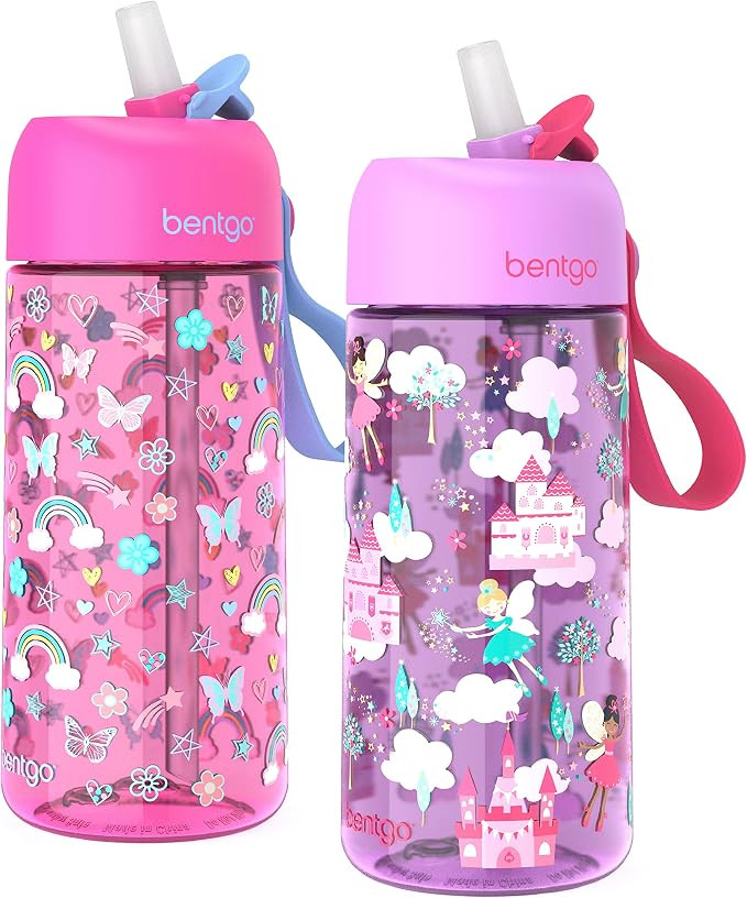 Bentgo Kids Water Bottle 2-Pack, Leak-Proof, 15 oz, Bite & Sip Spout | Durable Tritan, BPA-Free, ... | Amazon (US)