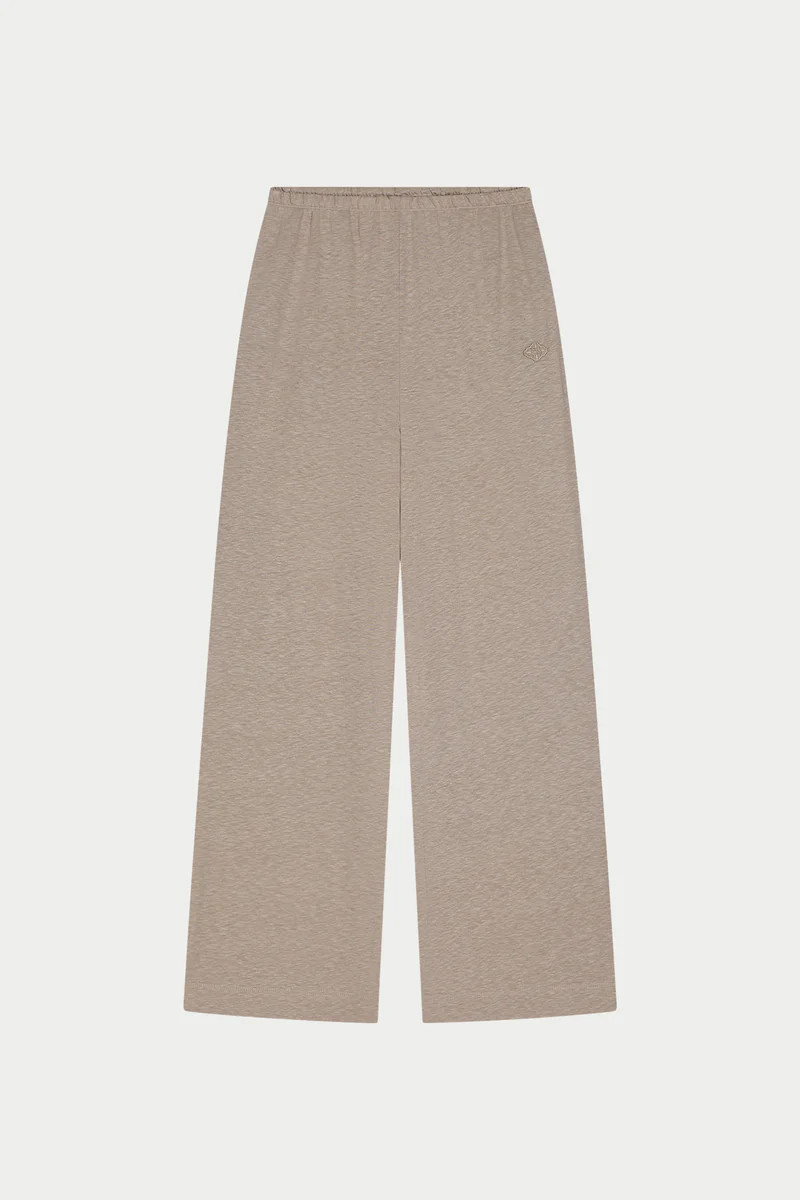 MARL SLUB WIDE LEG JOGGERS - MUSHROOM | The Couture Club