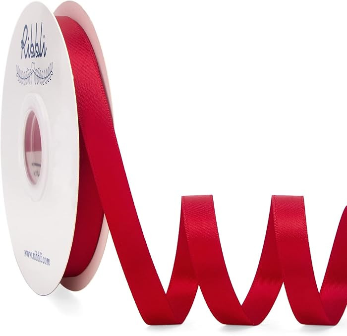 Ribbli Red Satin Ribbon Double Faced Satin 1/2 inch x Continuous 50 Yards-Red Ribbon for Gift Wra... | Amazon (US)