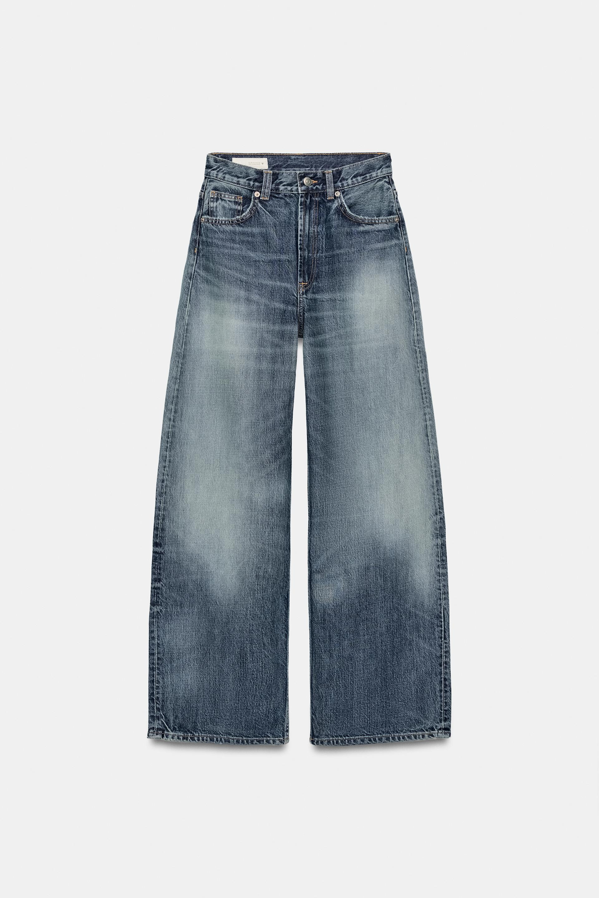 Zara - Trf Extra Wide-Leg High-Waist Jeans - Light Blue - 8 - Woman | Zara UK