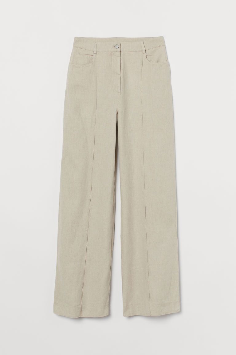 H & M - Wide-leg Linen-blend Pants - Beige | H&M (US)
