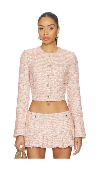 GUIZIO Patch Pocket Crop Jacket in Pink. - size XS | Revolve Clothing (Global)