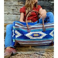 Boho Aztec Large Weekender Southwestern Duffel Bag Dakota Saddle Blanket 100% Leather Handles | Etsy (US)