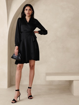 Belicia Satin Wrap Dress | Banana Republic (US)