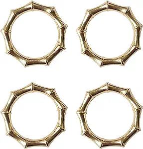 Jolitee Metal Napkin Rings Set of 4 | Matte Gold Finish Stainless Steel Napkin Rings | Elegant Ba... | Amazon (US)
