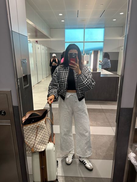 Airport outfit: sweats and top are Zara
Jacket is so comfy! Wearing a medium for an oversized fit 
Linking other accessories. 

#LTKsalealert #LTKtravel #LTKstyletip
