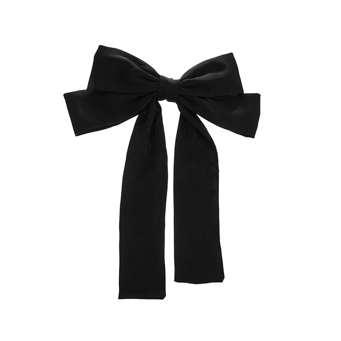 MADISON TYLER Silky Satin Large Black Hair Bows for Women | Long Bow Hair Clip French Barrettes |... | Amazon (US)