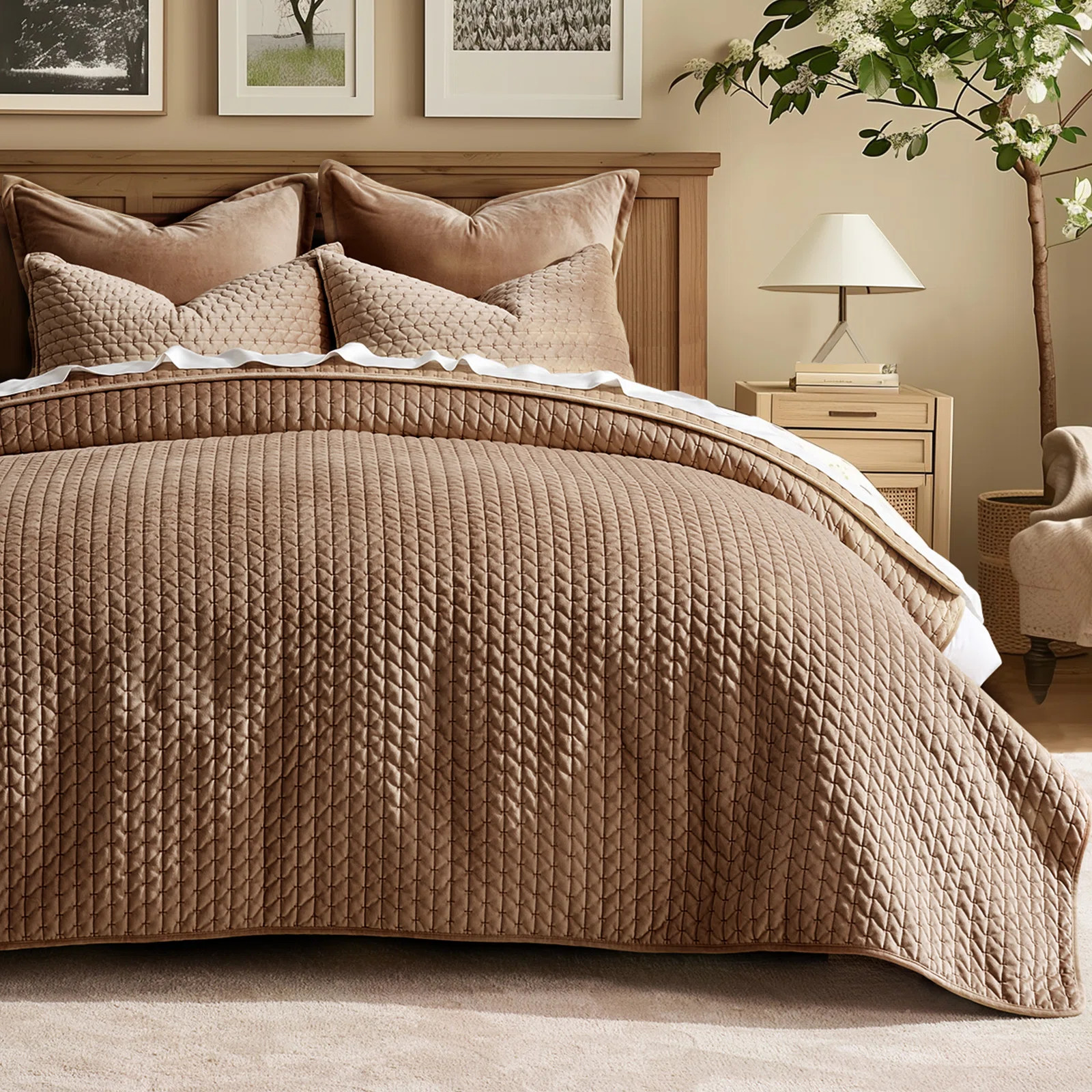 Cross-Stitch Velvet Quilt Set 3 Pieces | Wayfair North America