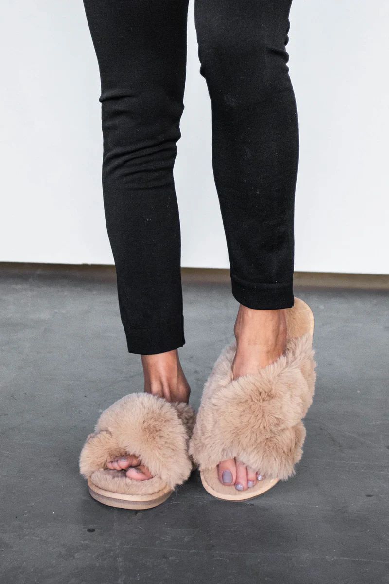Comfy Is Key Taupe Slippers | Apricot Lane Boutique