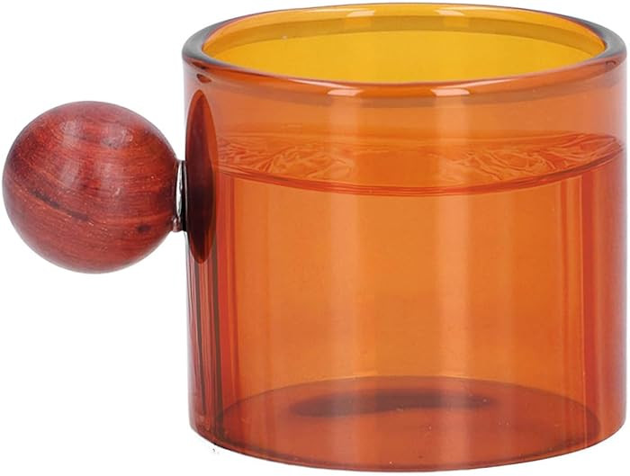 Glass Coffee Cup, 4oz Glass Coffee Mugs with Round Wooden Handle Heat Resistant Mini Espresso Cup... | Amazon (US)