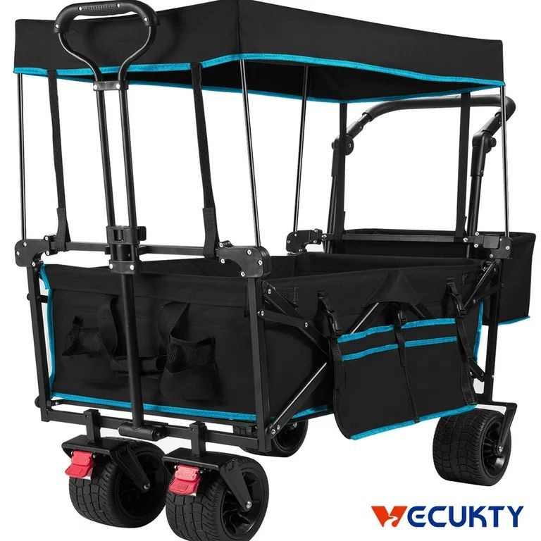 Collapsible Garden Wagon Cart with Removable Canopy, VECUKTY Foldable Wagon Utility Carts with Wh... | Walmart (US)