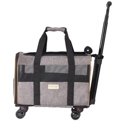 Yukimo 17" Airline Approved Rolling Pet Carrier, Cat Dog Carrier with Double-Layer Wheels, Grey | Target