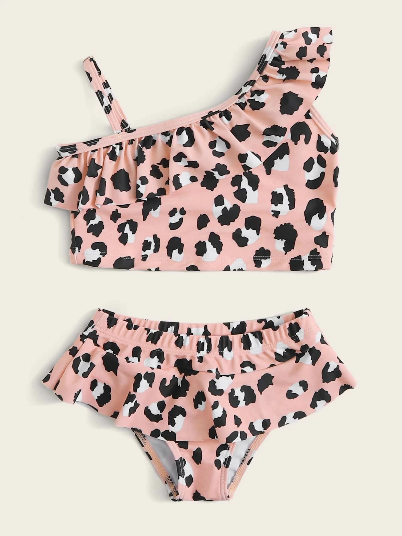 Toddler Girls Leopard Ruffle Skort Bikini | SHEIN