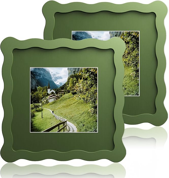 6x6 Wavy Picture Frame With Mat For 4x4, Wavy Edge Wooden Picture Frame with Real Glass - Wall Mo... | Amazon (US)