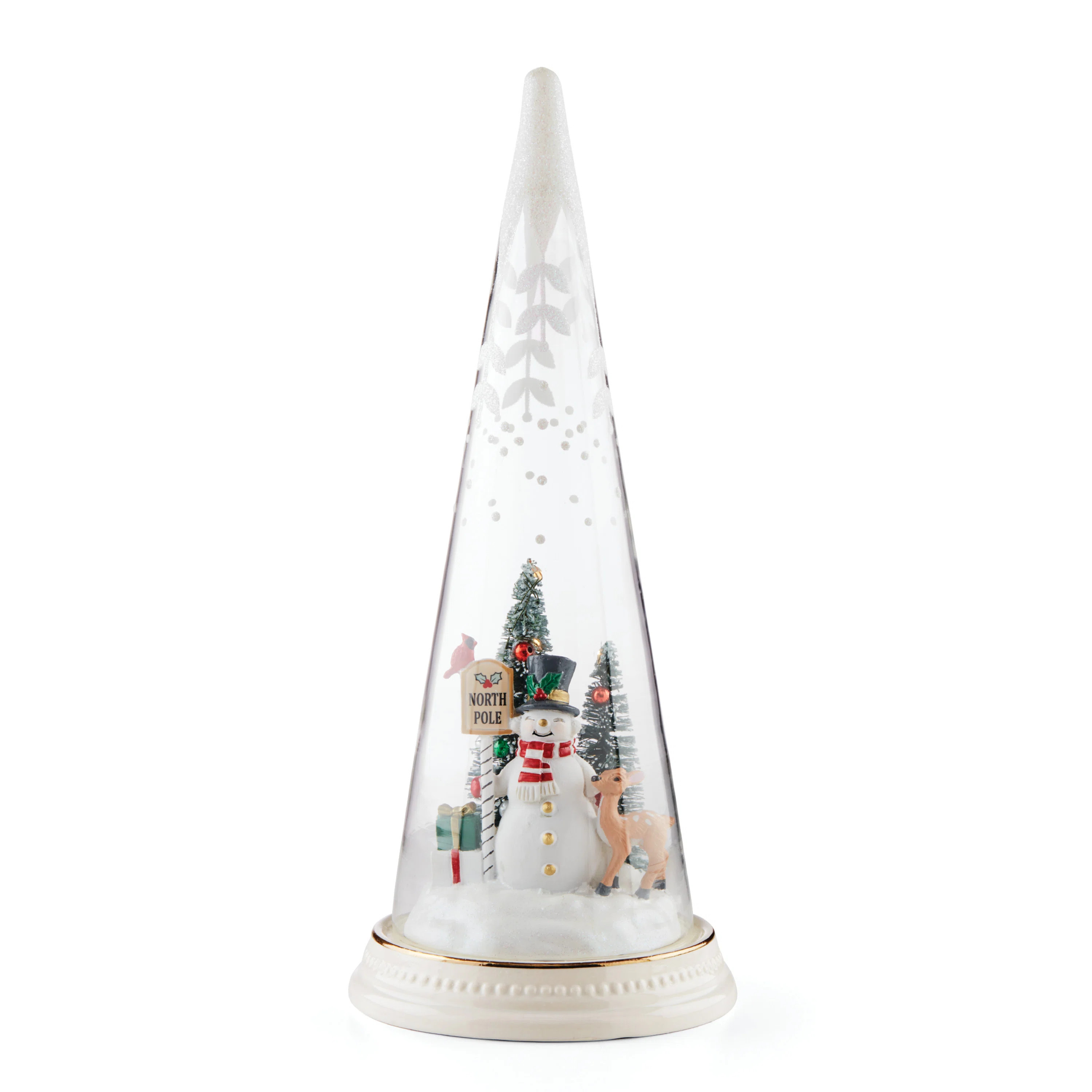 Lit Christmas Cone With North Pole Snowman Scene | Perigold