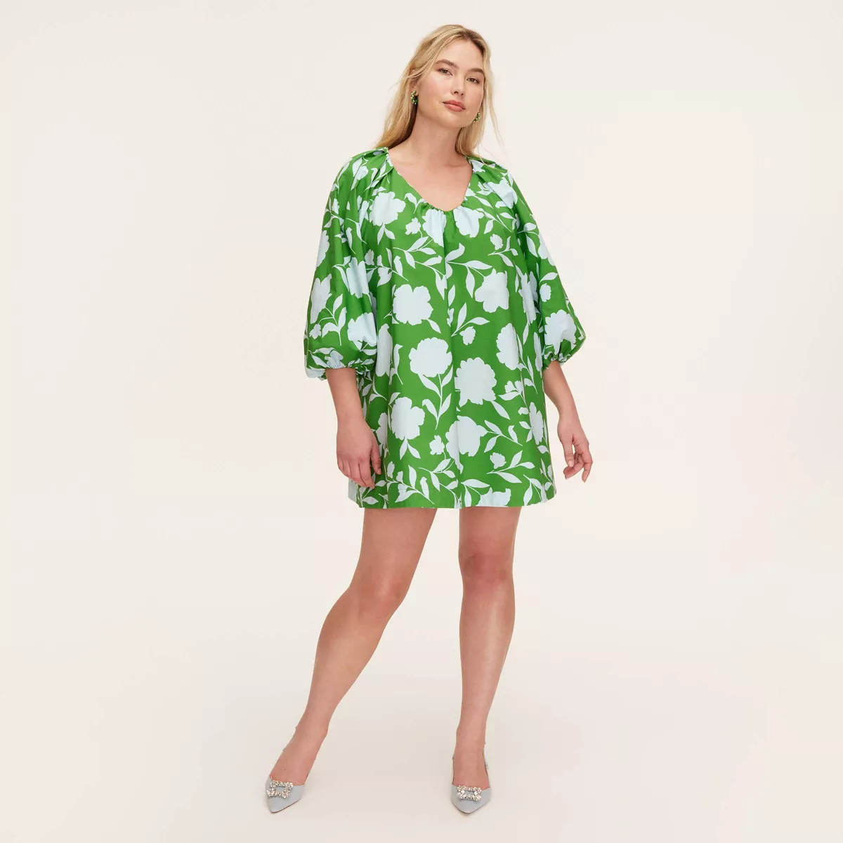 Women's Classic Rose Poplin Long Sleeve Mini Dress - kate spade new york x Target Green/Blue | Target