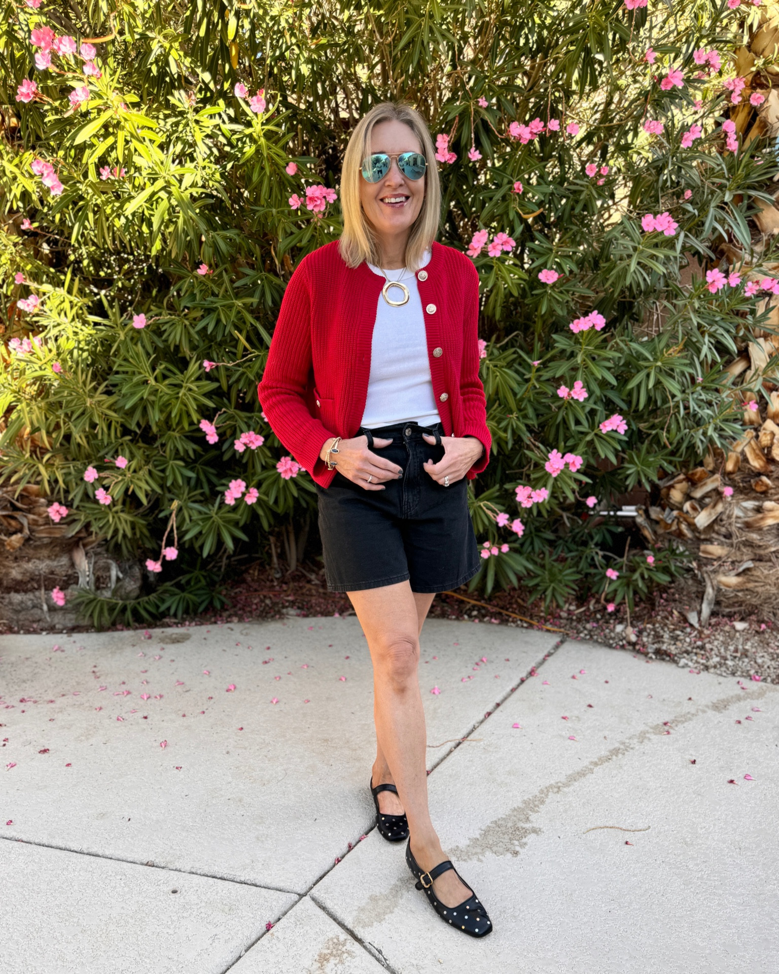 What to wear in fall when it’s warm outside. Denim shorts, lady cardigan, Mary Jane flats. 

Fall transition outfit, affordable outfit.

#LTKFindsUnder50 #LTKOver40 #LTKSeasonal