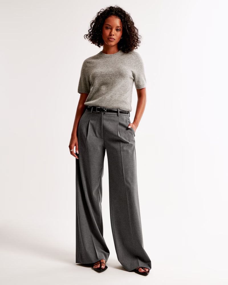 Mid Rise Tailored Wide Leg Pant | Abercrombie & Fitch (US)