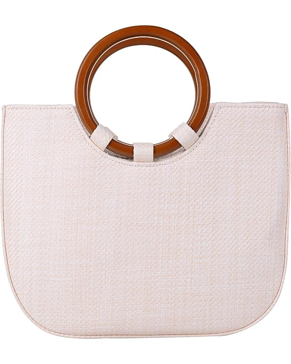 QZUnique Hand-woven Straw Bag Women Summer Beach Handbag Purse Retro Rattan Tote Clutch Travel Ba... | Amazon (US)