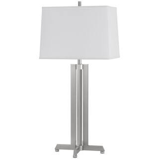 30 in. Brushed Steel Metal Table Lamp with Shade | The Home Depot