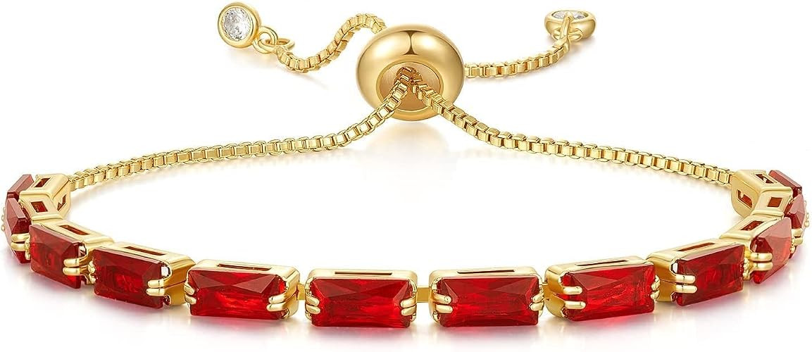 KissYan Tennis Bracelet for Women, 14K Gold Plated Cubic Zirconia Adjustable Slider Bracelets Tre... | Amazon (US)