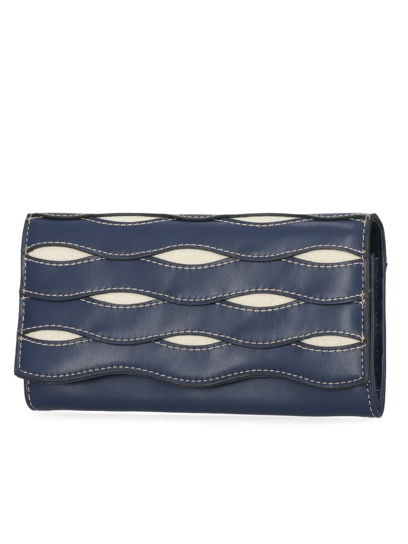Free Assembly Women's Avery Flap Wallet, Dark Denim and Cream | Walmart (US)