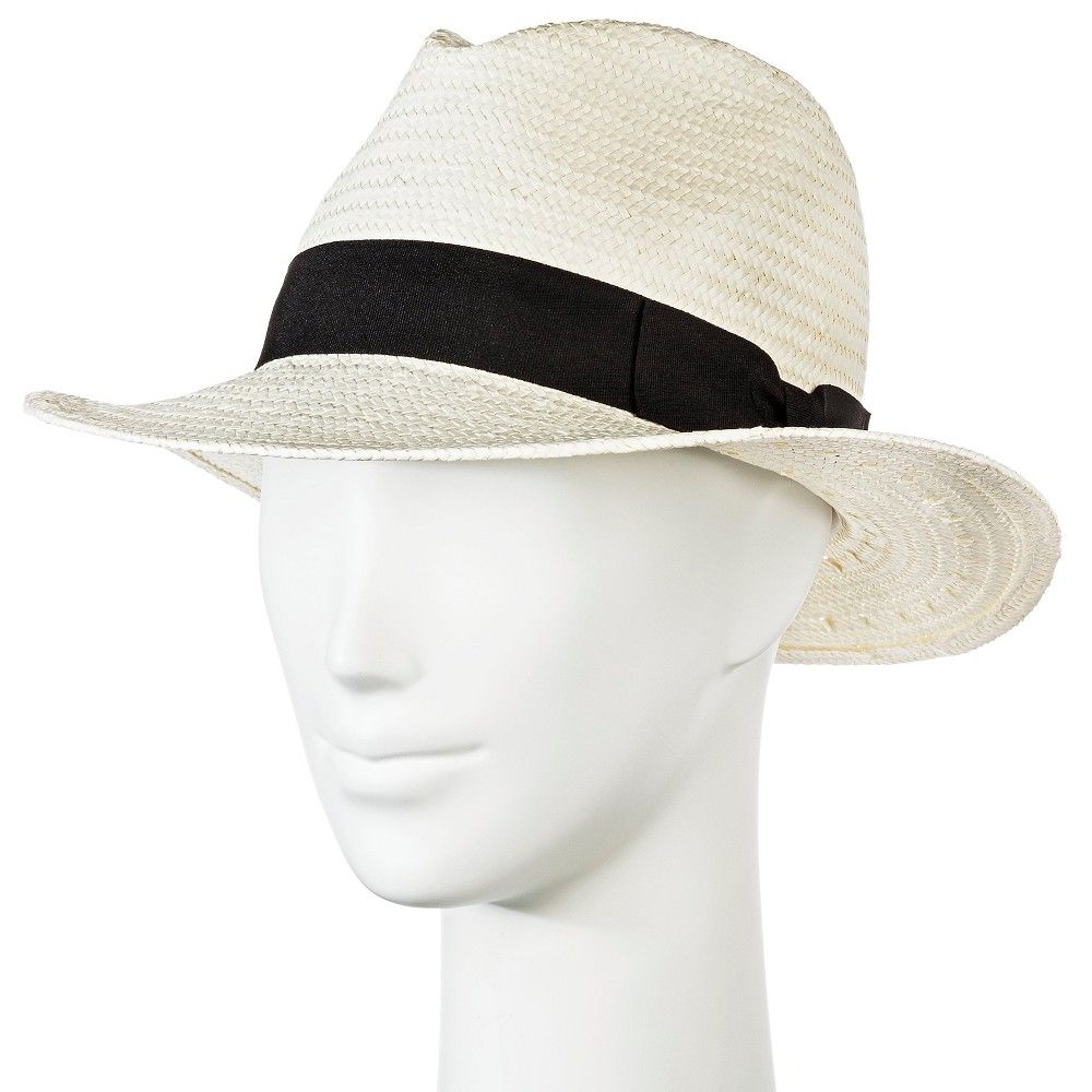 Women's Straw Panama Hat with Black Band - White - Merona | Target