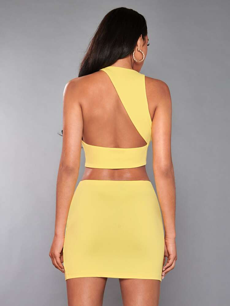 SHEIN BAE Solid Crop Tank Top & Bodycon Skirt | SHEIN