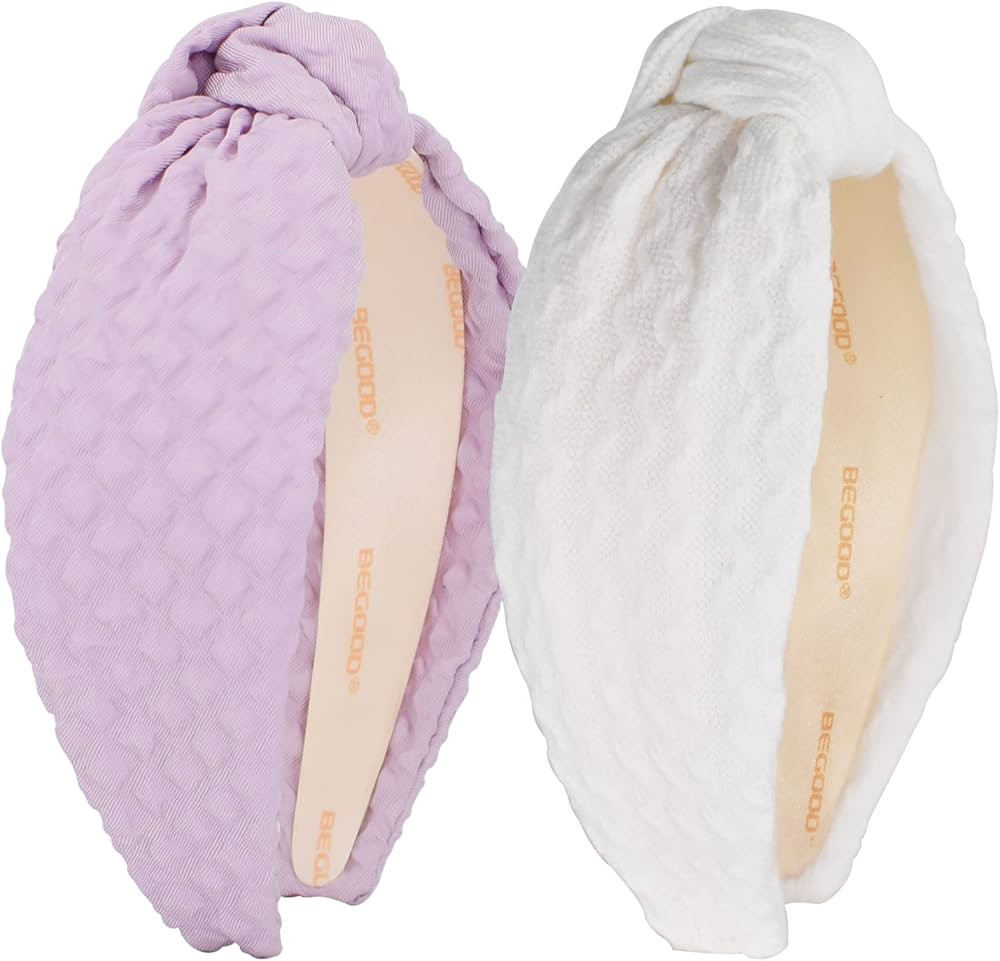 BEGOOD White Knotted Headband for Women Purple Waffled Womens Knotted Headbands Knitted Wide Head... | Amazon (US)