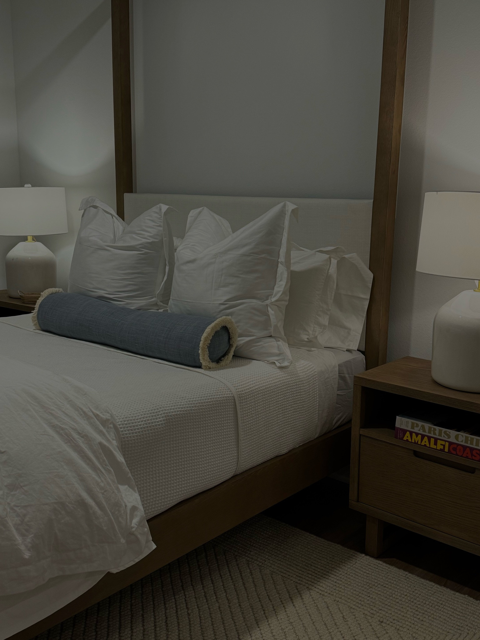 The coziest! 🤍 Bed, nightstands, and bolster pillow all on sale rn! 

#LTKHome #LTKSaleAlert #LTKStyleTip