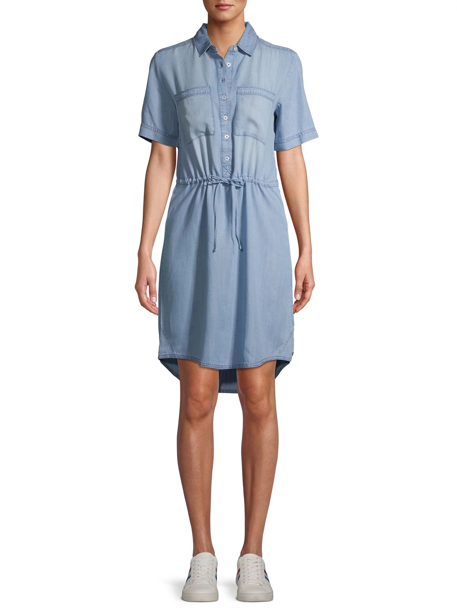 EV1 from Ellen DeGeneres Short Sleeve Tie Waist Denim Dress Women's | Walmart (US)