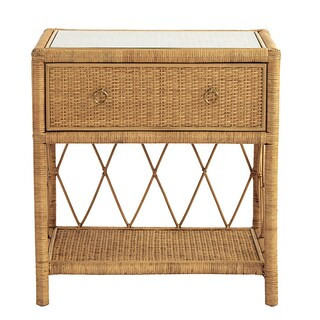 SK Southport Rattan Nightstand with Glass Top & Woven Shelf | Ballard Designs, Inc.