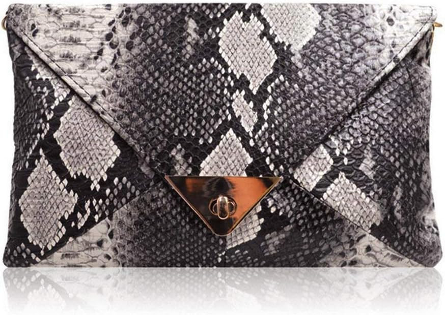 HYLong Women's Fashion Retro Snake Skin Envelope Bag Clutch Purse Evening Bag 1 | Amazon (US)