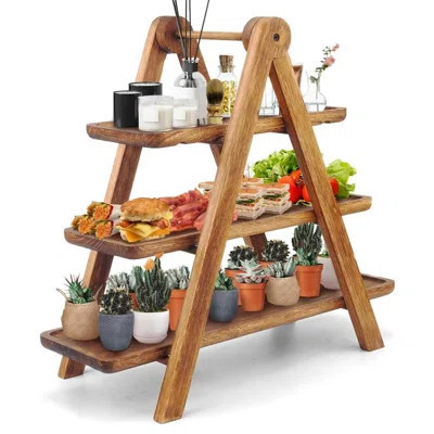 Wood 3 Tier Serving Tray Three Tiered Cupcake Stand | Wayfair North America
