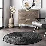 nuLOOM Rigo Hand Woven Farmhouse Jute Area Rug, 8' Round, Black | Amazon (US)
