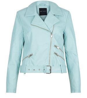 Mint Green Leather-Look Biker Jacket | New Look (UK)