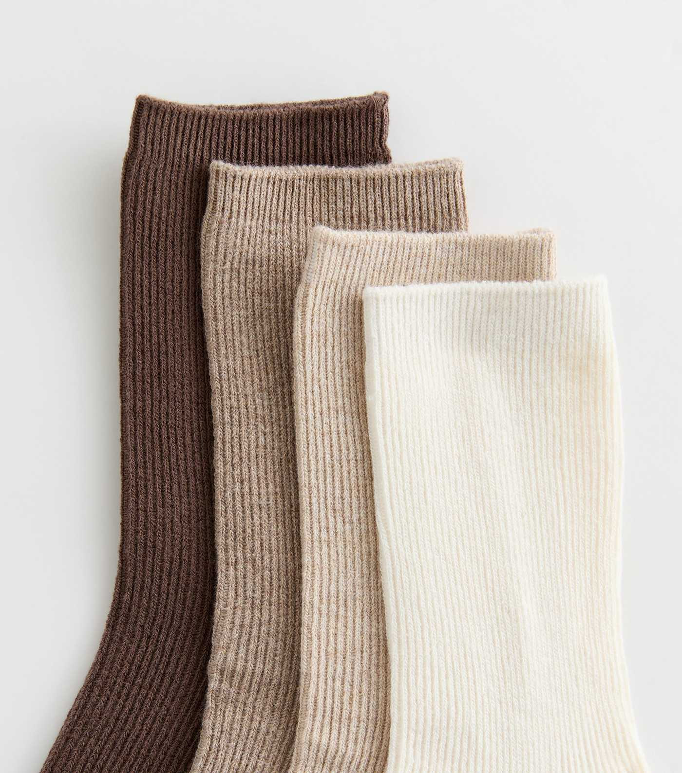 Pack of 4 Brown Ribbed Ankle Socks | New Look | New Look (UK)