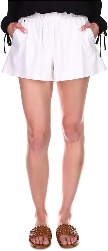 Michael Kors Womens White Pocketed Elasticized Waistband Lined Shorts Shorts L | Amazon (US)