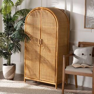 Paloma Light Honey Rattan Storage Cabinet | The Home Depot