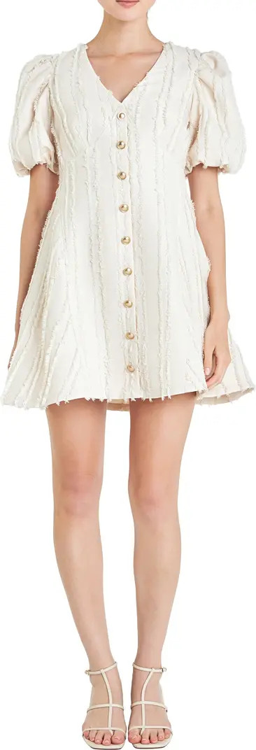 English Factory Textured Puff Sleeve Minidress | Nordstrom | Nordstrom