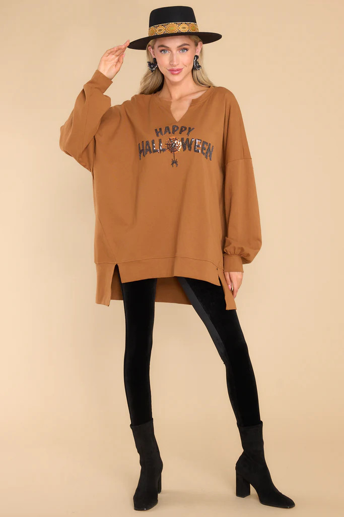 Halloween Nights Tan Top | Red Dress 