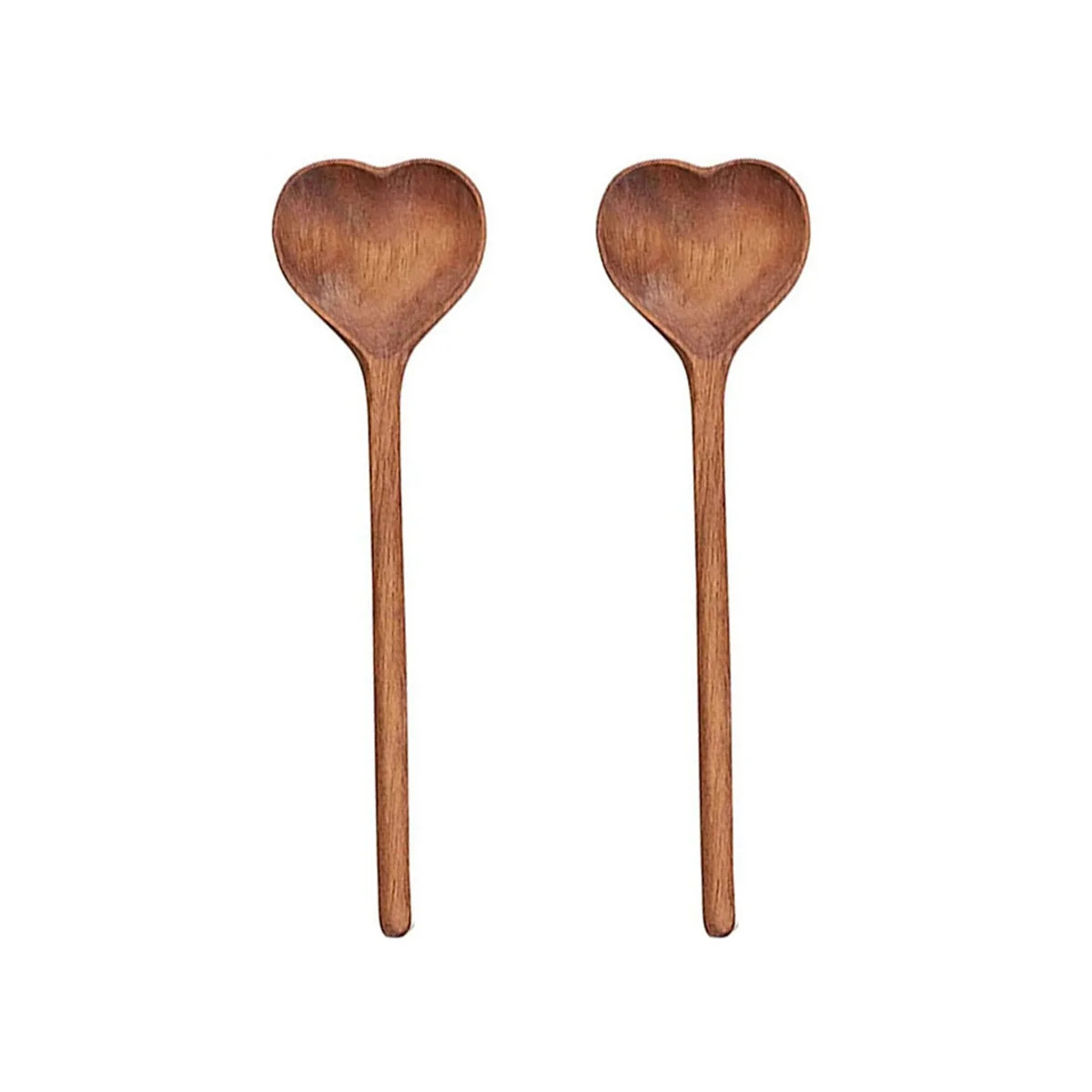 Wooden Heart-Shaped Spoons-Wooden Tea/Coffee Spoons Set (2Pcs) - Small Wooden Spoons for Condimen... | Walmart (US)