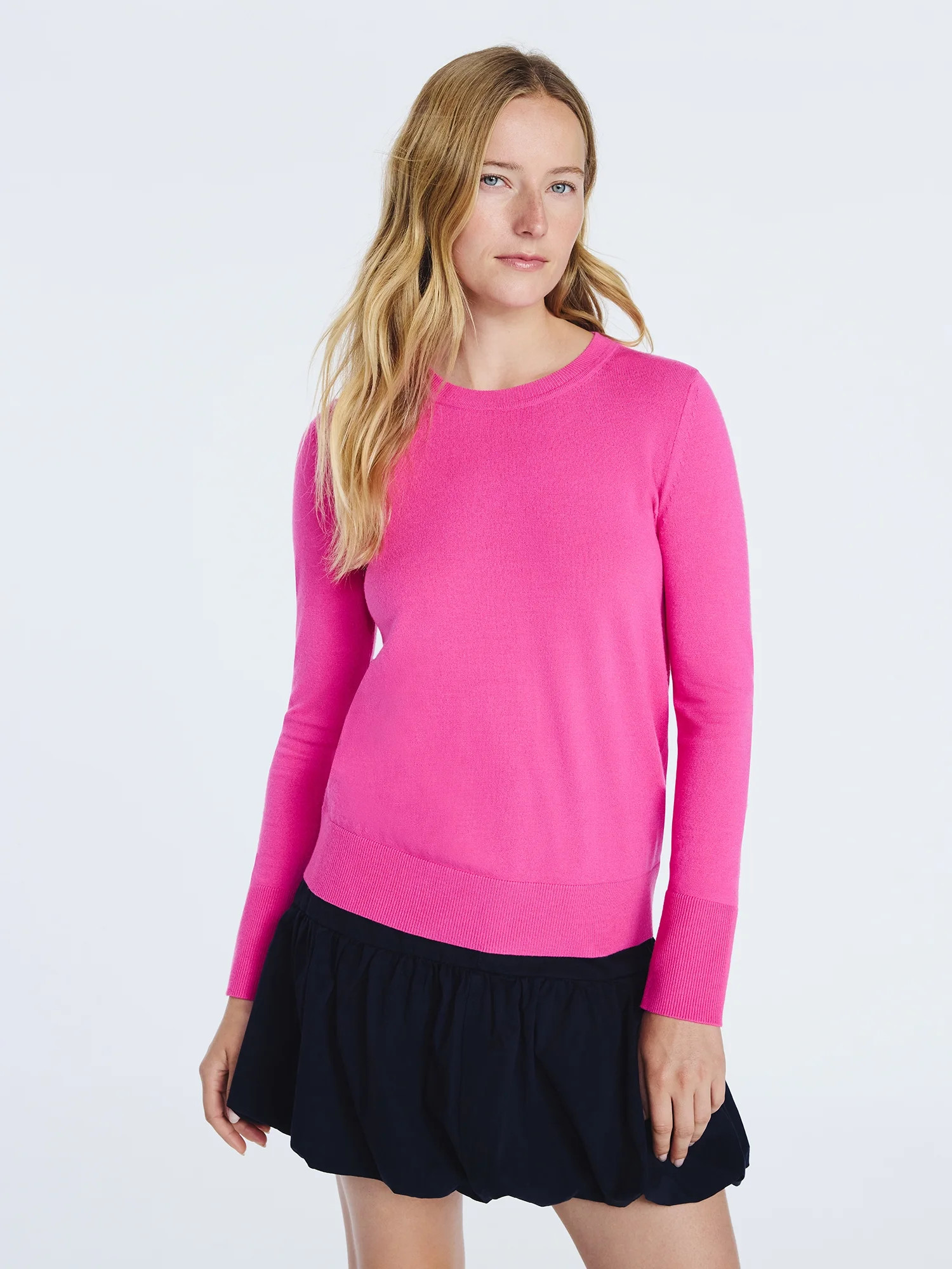 Free Assembly Women's Cozy Yarn Crewneck Sweater with Long Sleeves, Lightweight, Sizes XS-XXL | Walmart (US)